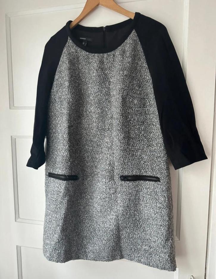Mooie chique tweed wollen winterjurk jurk Mango M 38, Kleding | Dames, Jurken, Zo goed als nieuw, Ophalen of Verzenden