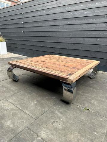 Oud hout Rofra Salontafel 150x150x40cm