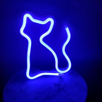Neon LED verlichting 'kat' blauw USB of Batterijen (incl beschikbaar voor biedingen