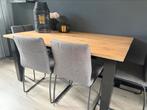 Eetkamer tafel met eikenhout blad, Huis en Inrichting, Tafels | Eettafels, Gebruikt, Eikenhout, Vijf personen of meer, Rechthoekig