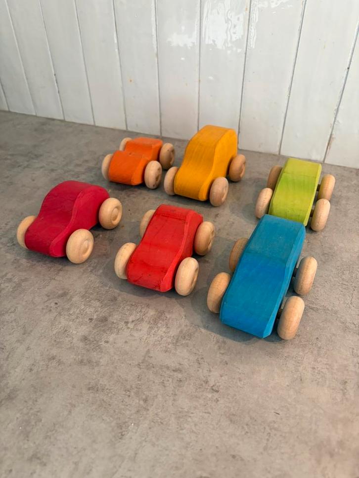 Grimm’s Wagenpark 6 stuks, Kinderen en Baby's, Speelgoed | Houten speelgoed, Gebruikt, Ophalen of Verzenden