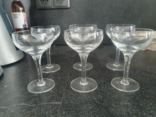 6 vintage kristallen champagne coups, Verzamelen, Glas en Borrelglaasjes, Zo goed als nieuw, Overige typen, Ophalen of Verzenden