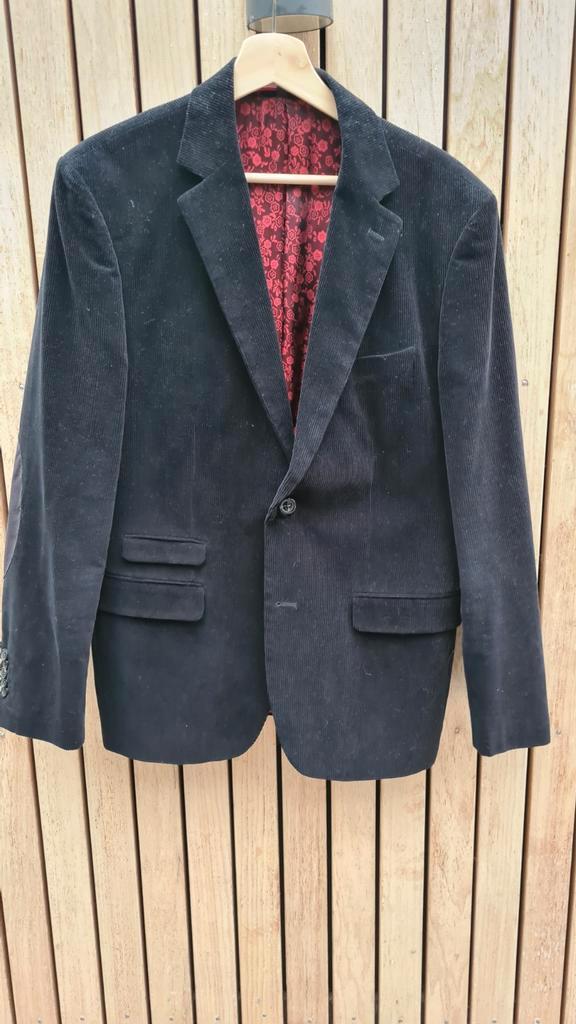 Zwarte rib jas Kolbert, maat 52, ZGAN, Kleding | Heren, Kostuums en Colberts, Zo goed als nieuw, Maat 52/54 (L), Zwart, Ophalen of Verzenden