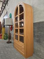 Vintage Deens '80s Design Vitrine Kast Wandmeubel Beukenhout, Huis en Inrichting, Kasten | Vitrinekasten, Gebruikt, Glas, 150 tot 200 cm