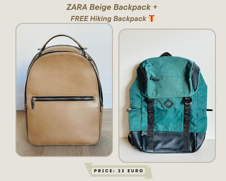 ZARA Beige Backpack + FREE Hiking Backpack, Verzamelen, Militaria | Algemeen, Landmacht, Nederland, Ophalen of Verzenden