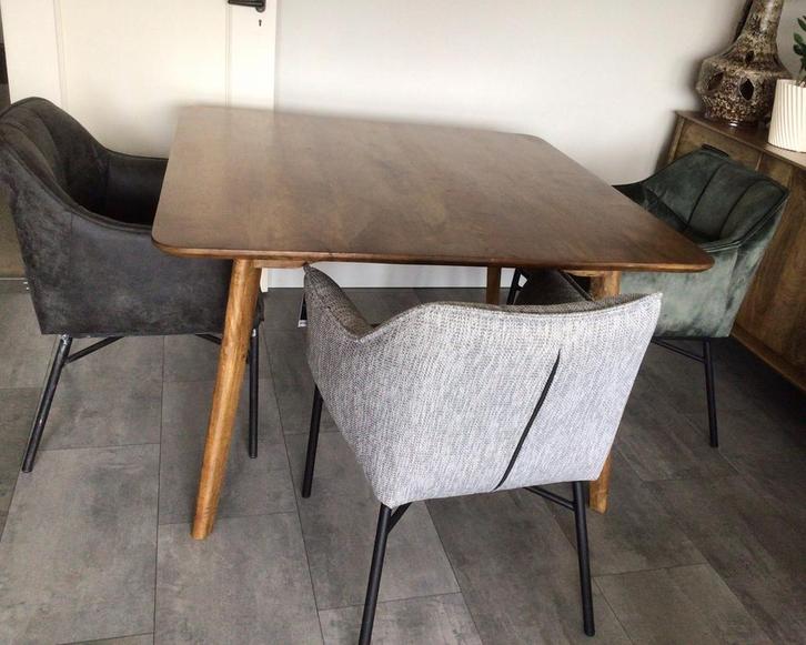 3 Moderne Eetkamerstoelen- Denver model, Huis en Inrichting, Stoelen, Nieuw, Vijf, Zes of meer stoelen, Metaal, Stof, Grijs, Ophalen