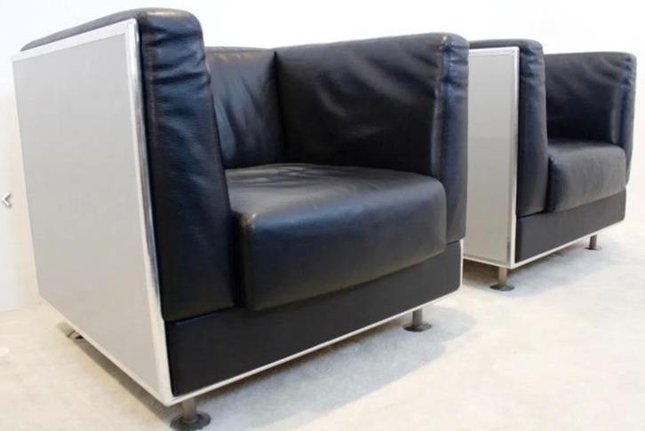 2 Matteo Grassi Fauteuil fauteuils Kunihide Oshinomi KO, Huis en Inrichting, Fauteuils, Leer, 50 tot 75 cm, 75 tot 100 cm, Ophalen