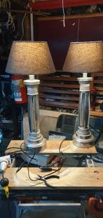 Set van 2 aluminium lampen met kap, Ophalen, Gebruikt, 50 tot 75 cm, Metaal