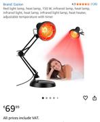 Roodlicht- en infraroodlamp, Huis en Inrichting, Ophalen of Verzenden, Zo goed als nieuw, Metaal, Minder dan 50 cm