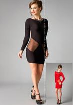 Me Seduce Jurk ``SOPHIA`` Zwart en Rood S-M en L-XL (528), Kleding | Dames, Me Seduce, Ophalen of Verzenden, Overige kleuren, Overige typen