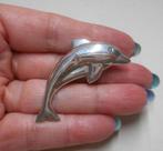 Zilveren vintage broche dolfijn nr.504, 4 tot 7 cm, Gebruikt, Verzenden, Zilver