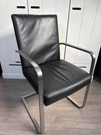 6 (kantoor) leren stoelen met metalen frame, Huis en Inrichting, Stoelen, Ophalen, Gebruikt, Zwart, Leer