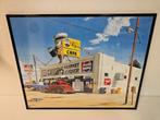 Vintage print Amerikaanse tankstation voor €25,-!, Minder dan 50 cm, Minder dan 50 cm, Schilderij, Gebruikt