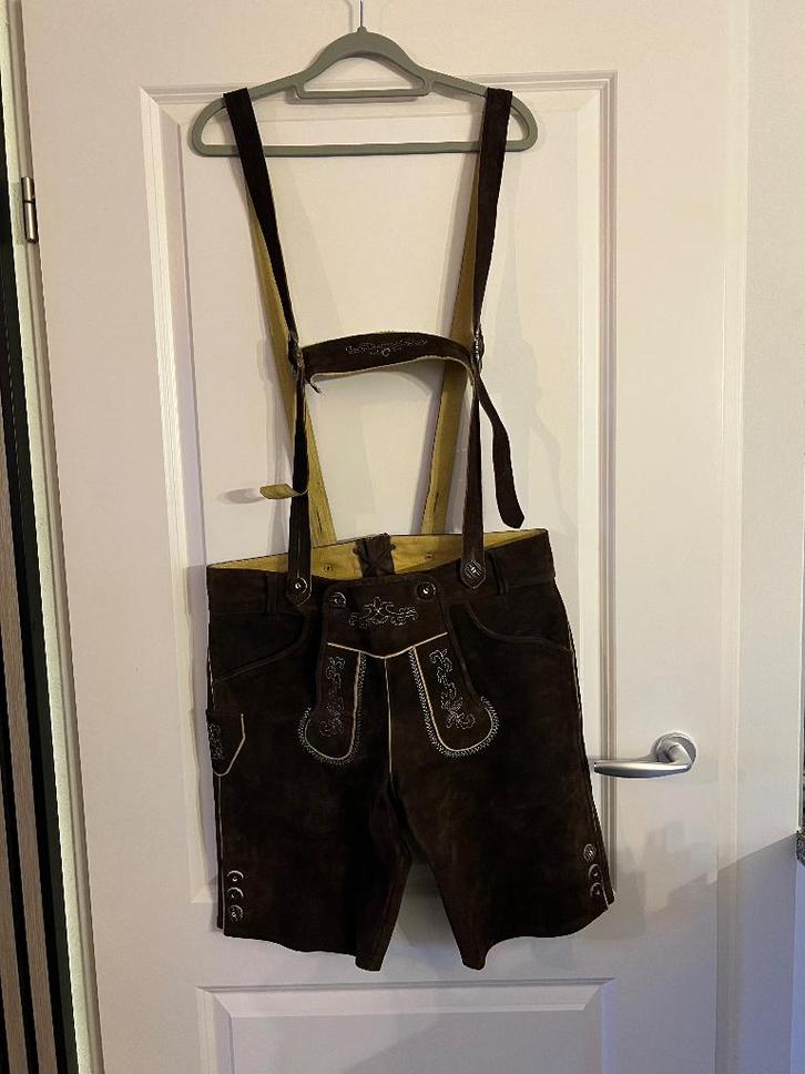 Lederhose, Kleding | Heren, Carnavalskleding en Feestkleding, Zo goed als nieuw, Kleding, Carnaval, Maat 52/54 (L), Ophalen of Verzenden