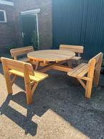 8 persoons hardhouten picknicktafel nieuw, Ophalen, Nieuw, Rond, Hout