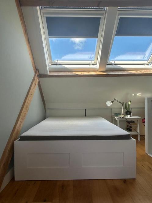 IKEA BRIMNES Bed Frame + MORGEDAL Mattress – Great Condition, Huis en Inrichting, Slaapkamer | Bedden, Zo goed als nieuw, Twijfelaar