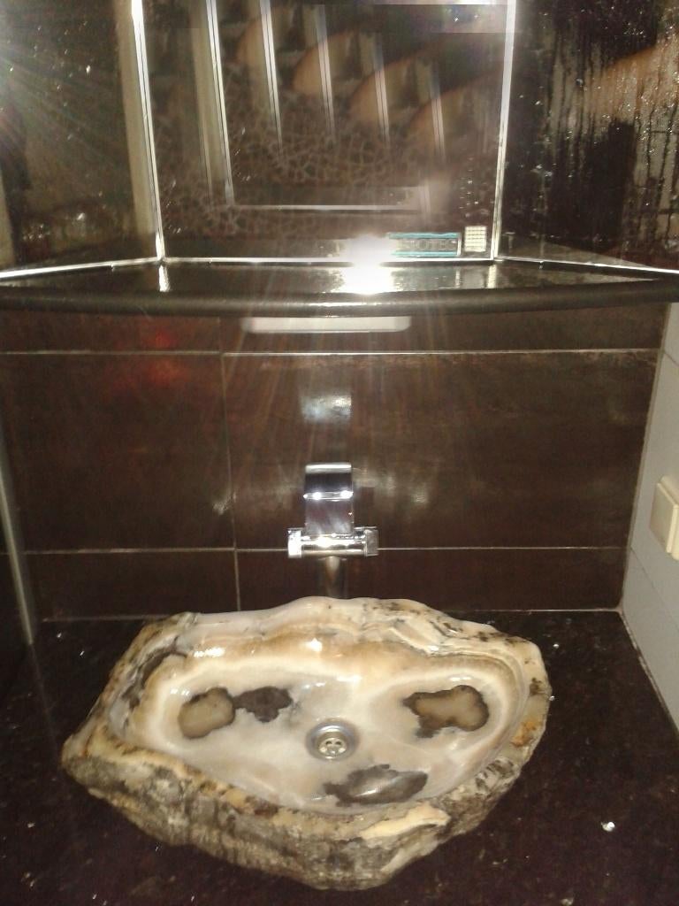 UNIEK! Natuurstenen wasbak handgemaakt!, Ophalen, Gebruikt, Steen, Wastafel