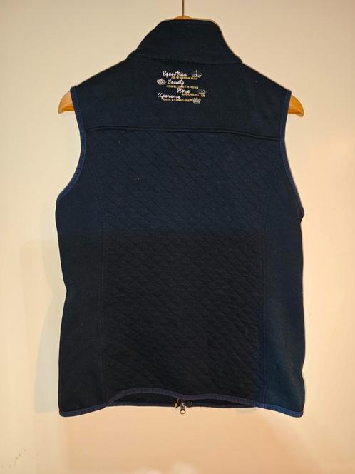 Donker blauwe bodywarmer Harry's Horse M en L. Gele bies. El, Kleding | Dames, Bodywarmers, Zo goed als nieuw, Maat 42/44 (L)
