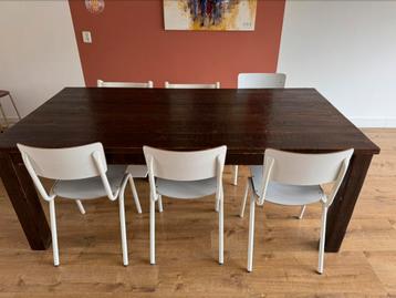Robuuste eettafel van oud hout – 200x100 cm beschikbaar voor biedingen