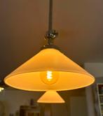 Jaren ‘50, chroom & melkglas hanglampjes, Huis en Inrichting, Lampen | Hanglampen, Minder dan 50 cm, Zo goed als nieuw, Fifties