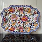 46x37 grote handbeschilderde schaal Pivoines, Gien, Ophalen, Overige stijlen, Porselein, Schaal of Schalen