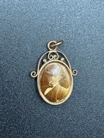 Vintage vergulde hanger met foto, Sieraden, Tassen en Uiterlijk, Kettingen, Ophalen of Verzenden, Gebruikt, Goud, Met hanger
