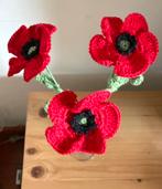 * Gehaakt rode klaproos klaprozen papaver 8,5 cm losse bloem, Verzenden, Nieuw, Haken, Overige typen