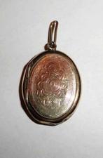 Medaillon Zilver verguld Antiek gegraveerd goud, Ophalen of Verzenden, Zilver, Hanger, Verguld