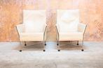 ZGAN 2 cremekleurige leren Montis Charly design fauteuils, Huis en Inrichting, Fauteuils, Montis, Minder dan 75 cm, Design, Montis