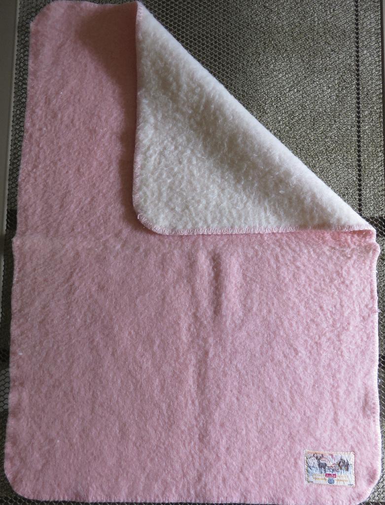 Vintage AaBe wollen baby deken roze wit, Ophalen of Verzenden, Gebruikt, 85 tot 100 cm, Deken