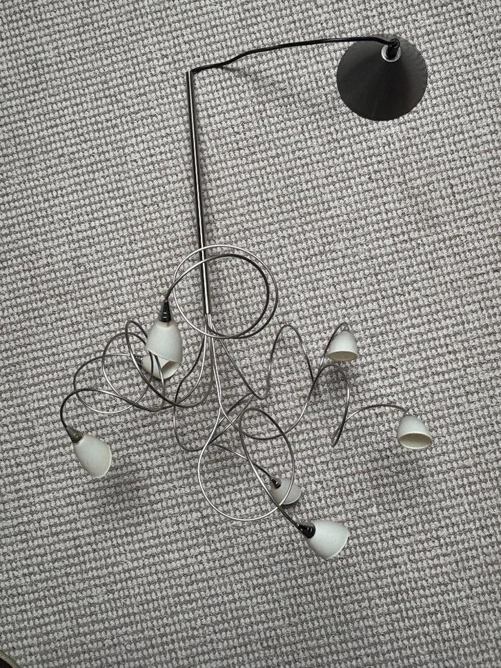 Herstal hanglamp met 7 stuks G4 halogeenlampjes, Huis en Inrichting, Lampen | Hanglampen, Gebruikt, 50 tot 75 cm, Glas, Metaal