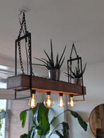 Plafondlamp hout metaal planten - 100x20x53cm, Huis en Inrichting, Lampen | Hanglampen, Ophalen, Zo goed als nieuw, Modern industrieel