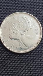 Zilveren munt 25 cent 1965 Canada, Zilver, Ophalen of Verzenden, Losse munt, Noord-Amerika