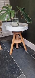 Draai tafeltje krukje bijzettafel zgan hout vintage retro, Minder dan 55 cm, Gebruikt, Rond, Retro