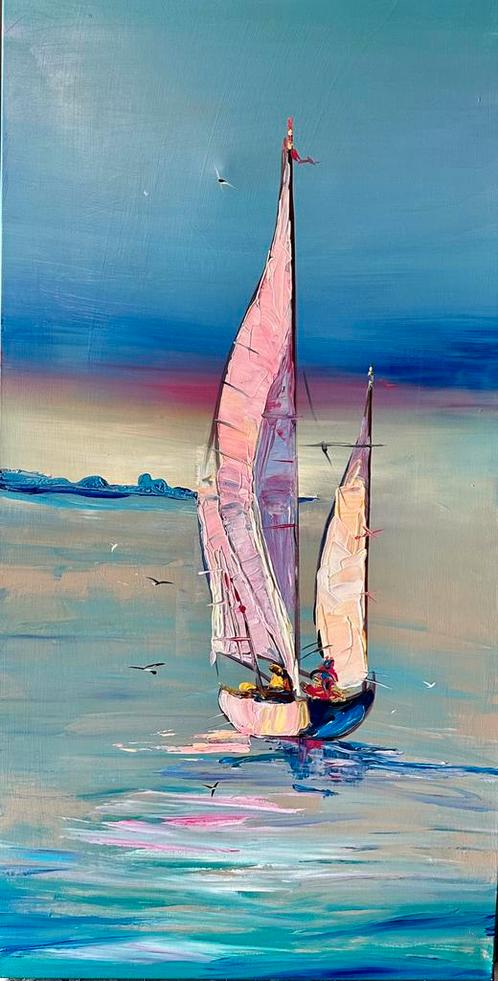 Alex L- Sailing- Handgeschilderd- Uniek, Antiek en Kunst, Kunst | Schilderijen | Modern, Ophalen of Verzenden