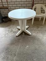 Tuintafel met kuipstoeltjes (GRATIS), Ophalen, Gebruikt, Kunststof, Stapelbaar