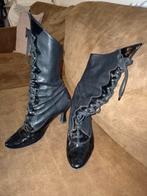 zwarte victoriaanse laarzen, 39, veter laars, leer en lak, Kleding | Dames, Schoenen, Ophalen of Verzenden, Gedragen, Zwart, Hoge laarzen