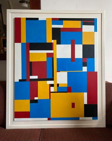 Groot werk in de stijl van Mondriaan beschikbaar voor biedingen