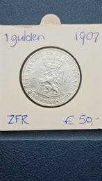 1 Gulden 1907 Wilhelmina - Zilver, Postzegels en Munten, Munten | Nederland, 1 gulden, Zilver, Ophalen of Verzenden, Koningin Wilhelmina