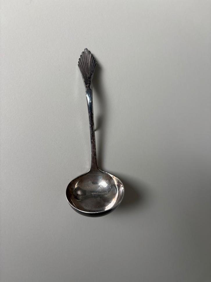 Zilveren Roomlepel met Art Deco Design, Antiek en Kunst, Antiek | Bestek, Ophalen of Verzenden