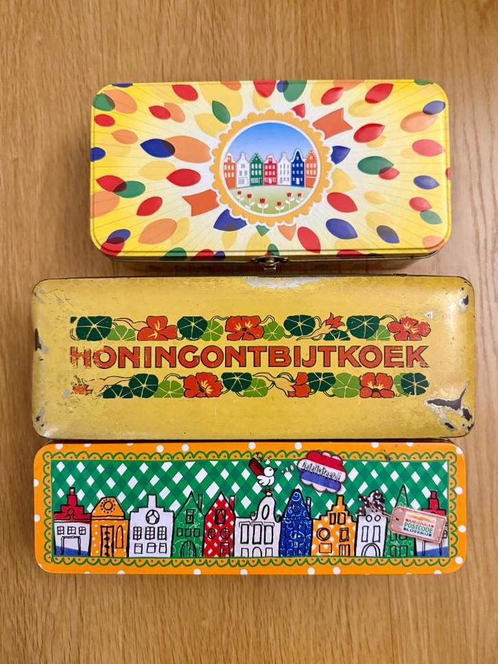 Bewaarblikken Ontbijtkoek 3 stuks, Verzamelen, Blikken, Gebruikt, Koek(jes), Verkade, Ophalen of Verzenden