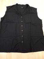 Zwarte viscose blouse maat 52, mouwloos, kraagje, knoopsluit, Kleding | Dames, Grote Maten, Ophalen of Verzenden, Zo goed als nieuw