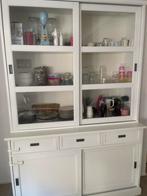 Witte Buffetkast met Schuifdeuren, Ophalen, Gebruikt, 100 tot 150 cm, Glas