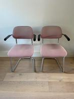 2x stoel vintage retro buisstoel roze chrome design, Huis en Inrichting, Stoelen, Ophalen, Zo goed als nieuw, Overige kleuren