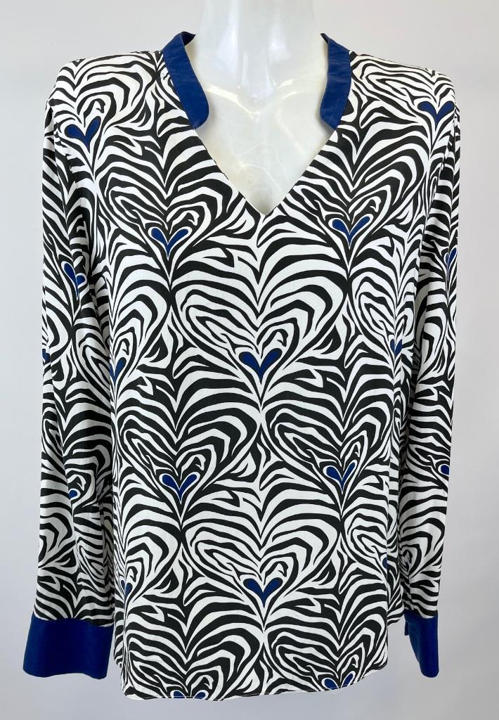 HERZEN'S ANGELEGENHEIT Wit blauw zijde silk top  Maat 38/40, Kleding | Dames, Blouses en Tunieken, Zo goed als nieuw, Maat 38/40 (M)