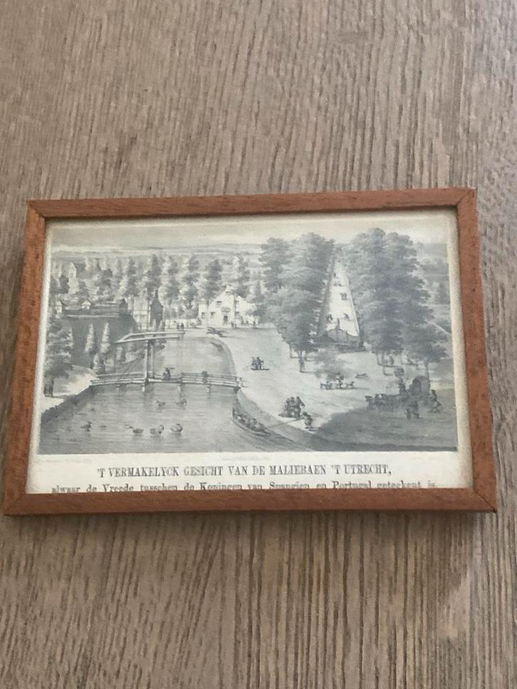 Oude Ets Maliebaan Utrecht Ingelijst - Historische Scène  Ut, Antiek en Kunst, Kunst | Etsen en Gravures, Ophalen of Verzenden