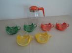 Vintage Melitta theepot met zes theeglazen, Glas of Glazen, Ophalen of Verzenden, Overige stijlen, Glas