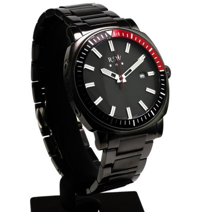 RSW Heren Polshorloge Zwart Staal, Sieraden, Tassen en Uiterlijk, Horloges | Heren, Nieuw, Polshorloge, Overige merken, Staal