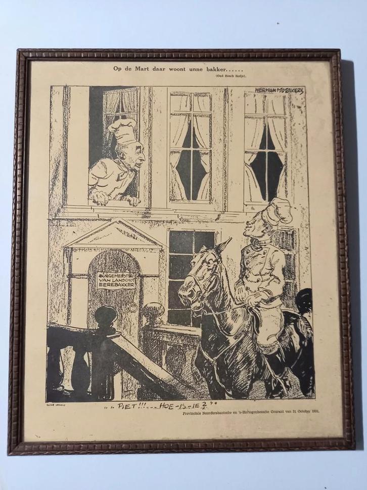 Herman Moerkerk Spotprent 1931, Antiek en Kunst, Kunst | Etsen en Gravures, Ophalen of Verzenden