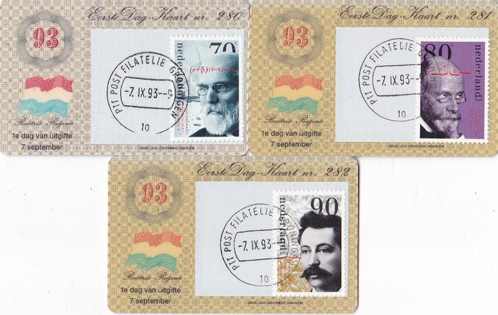Eerste Dag Kaartje – Nobelprijswinnaars – EDK 280-282, Postzegels en Munten, Postzegels | Nederland, Gestempeld, Na 1940, Verzenden